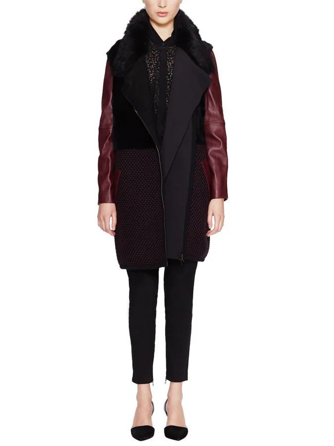Ohne Titel Leather Shearling Fur Knit Coat, org. $2040. My price of $245