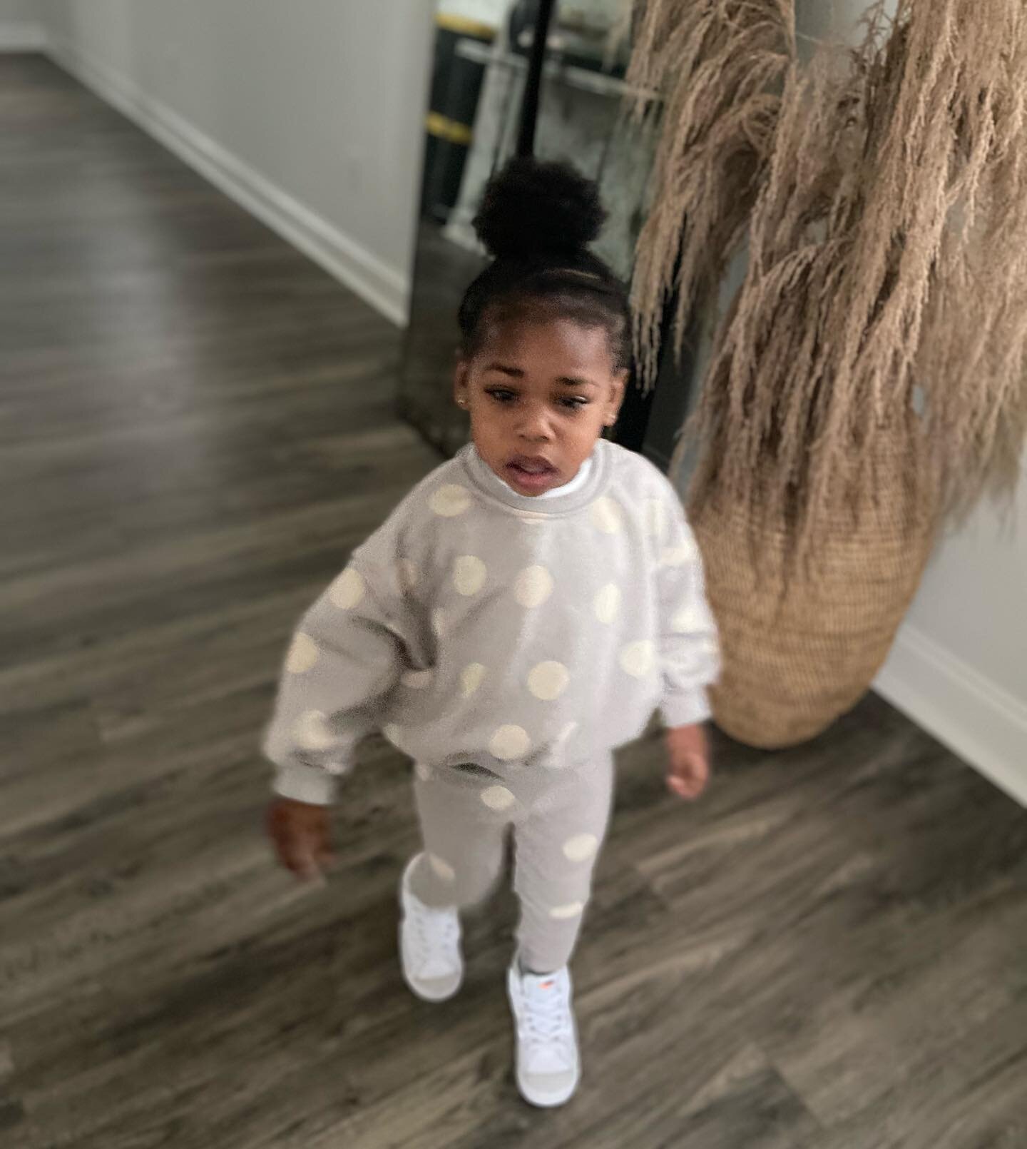 Polka dots.... Tori picked out this fit. 
................
I&rsquo;ve learned that shopping for a kid is a continually process. On one hand, I want her to look nice, but on the other, Tori  outgrows her clothes within a single season, which means I h