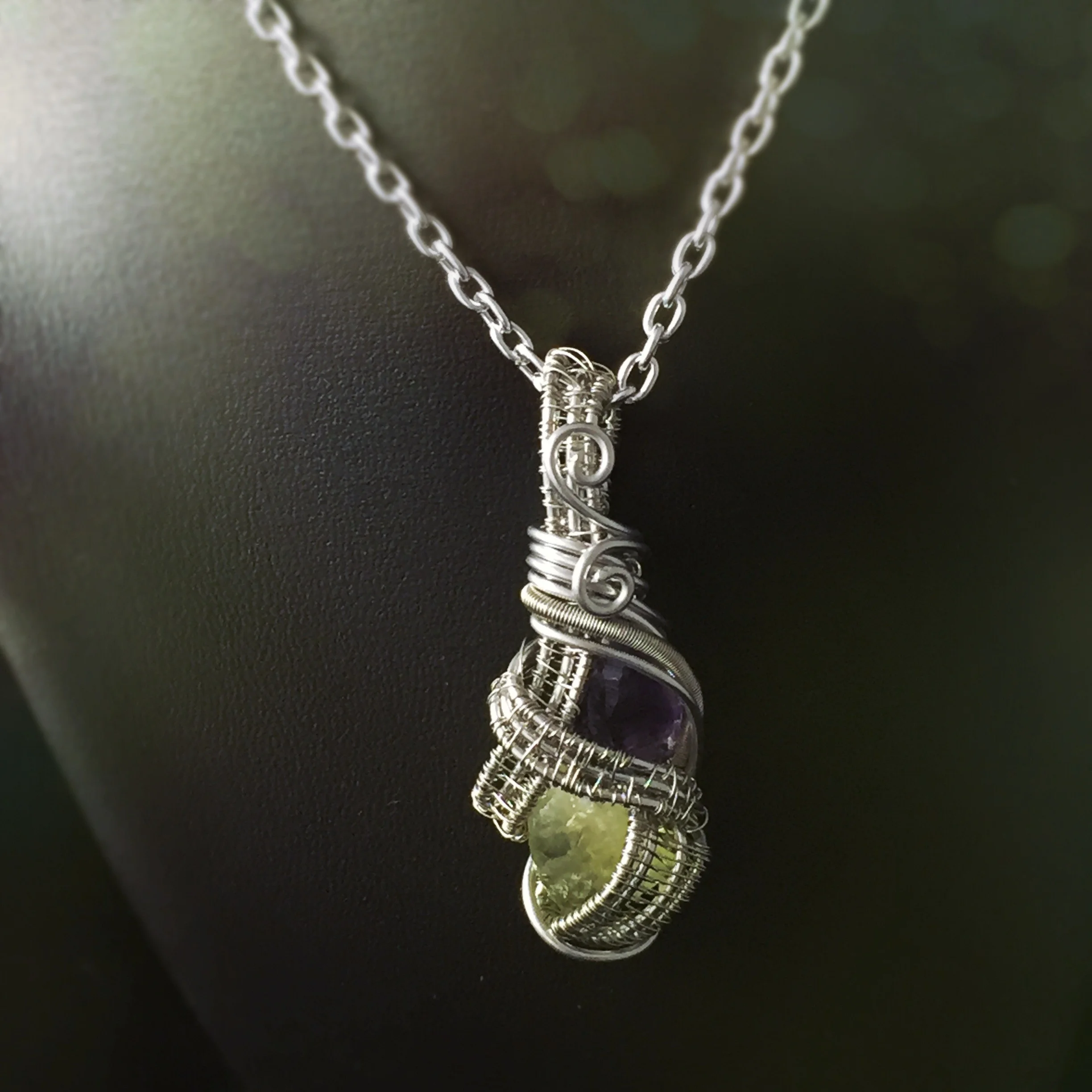 Amethyst and Green Calcite Jewelry by and zen some