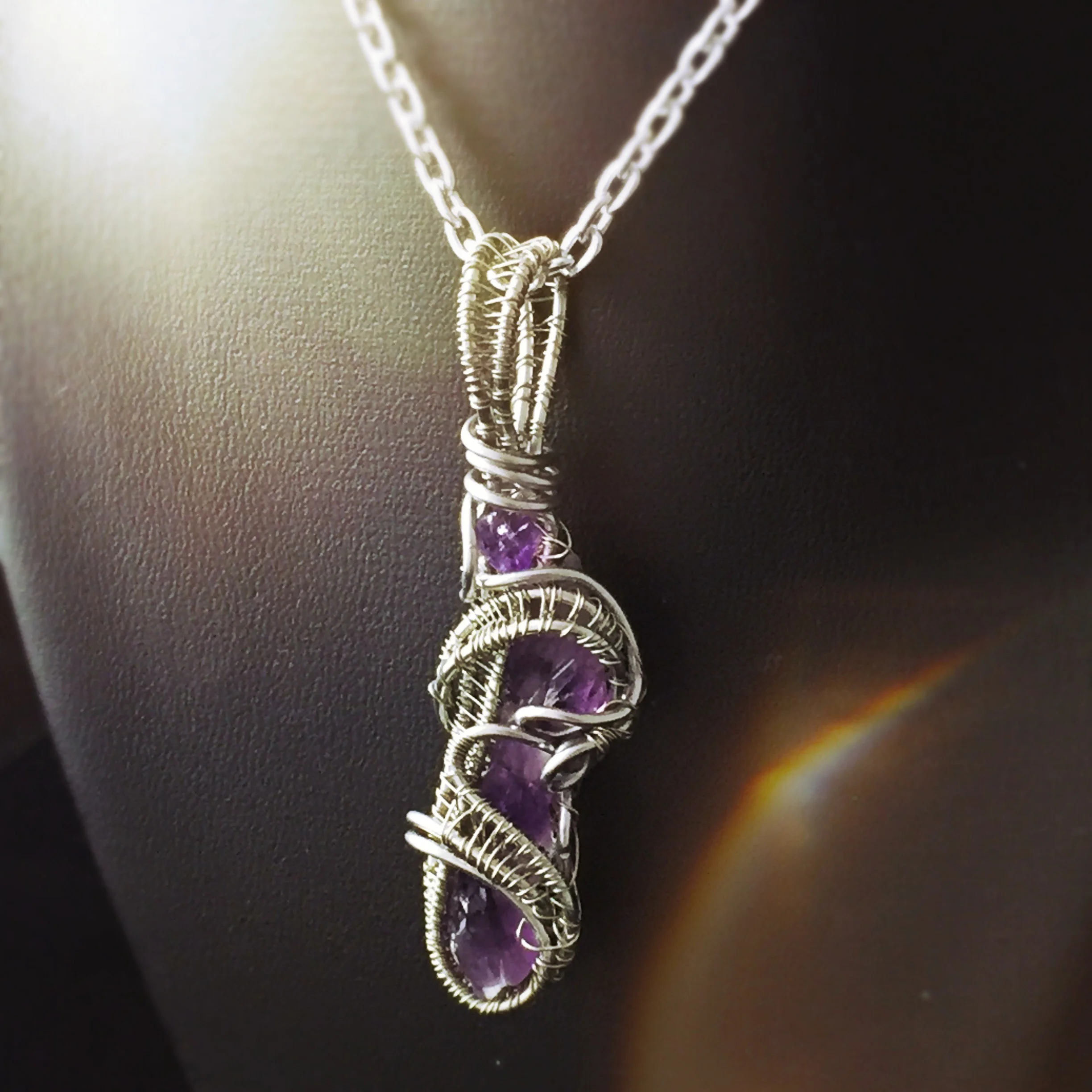 Unique amethyst healing necklace