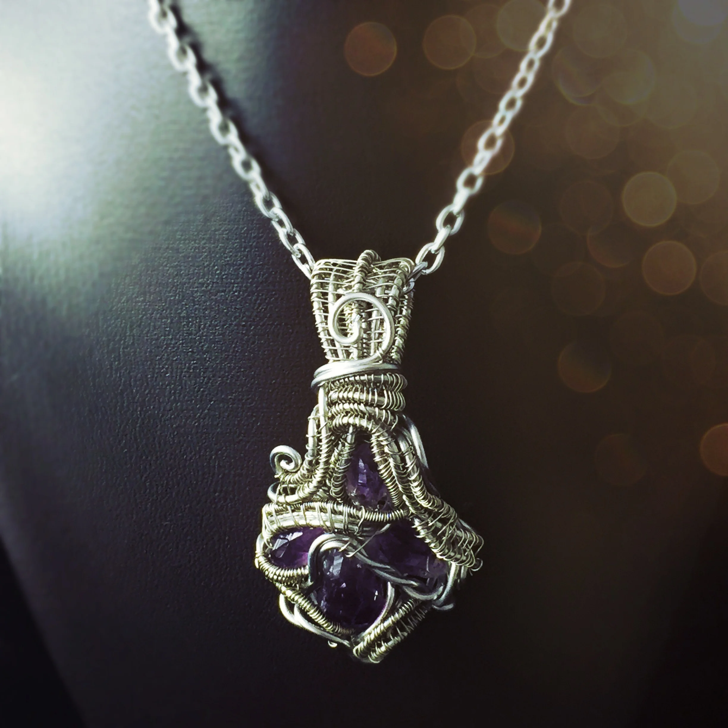 Amethyst Heady Wire Wrapped Necklace