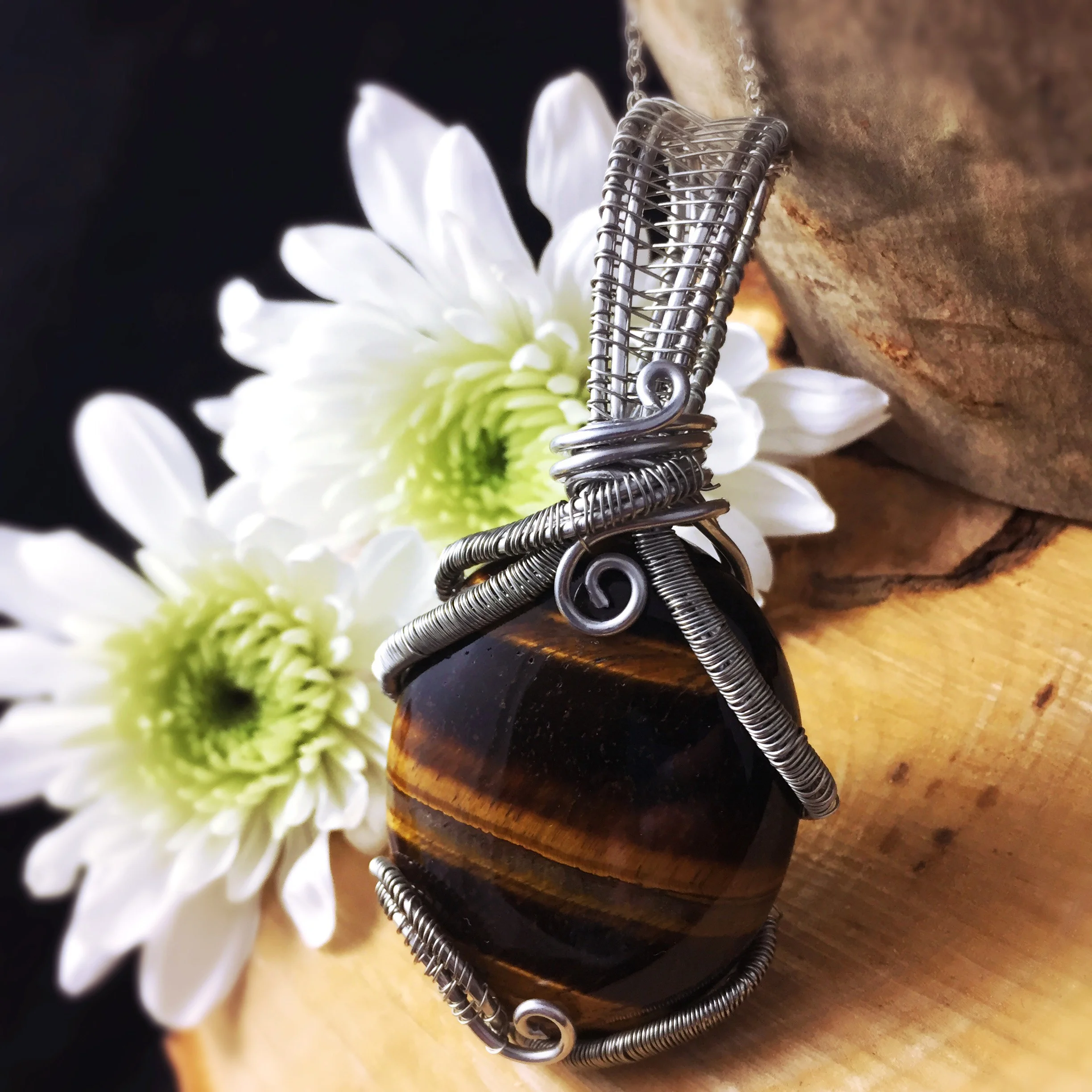 Gold Tiger Eye Necklace by And Zen Some