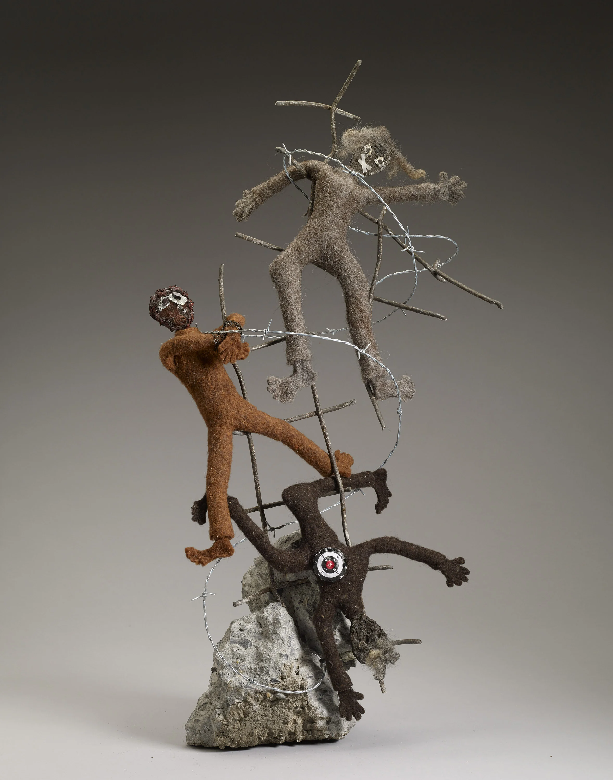 “Banned Bodies," hand-felted fiber and mixed media, 33” x 15” x 7”