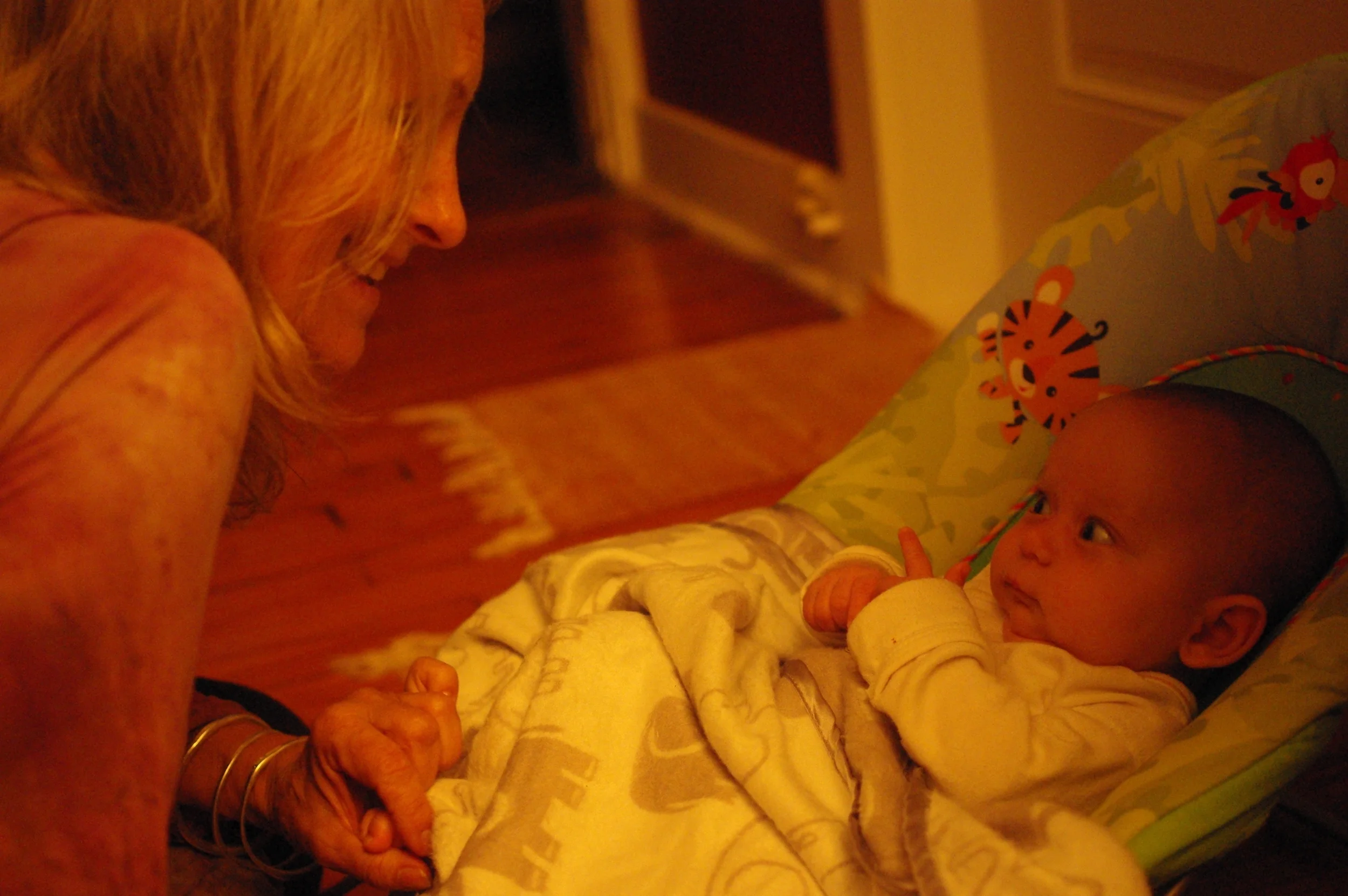 Grandma Sue playing with those toesss!