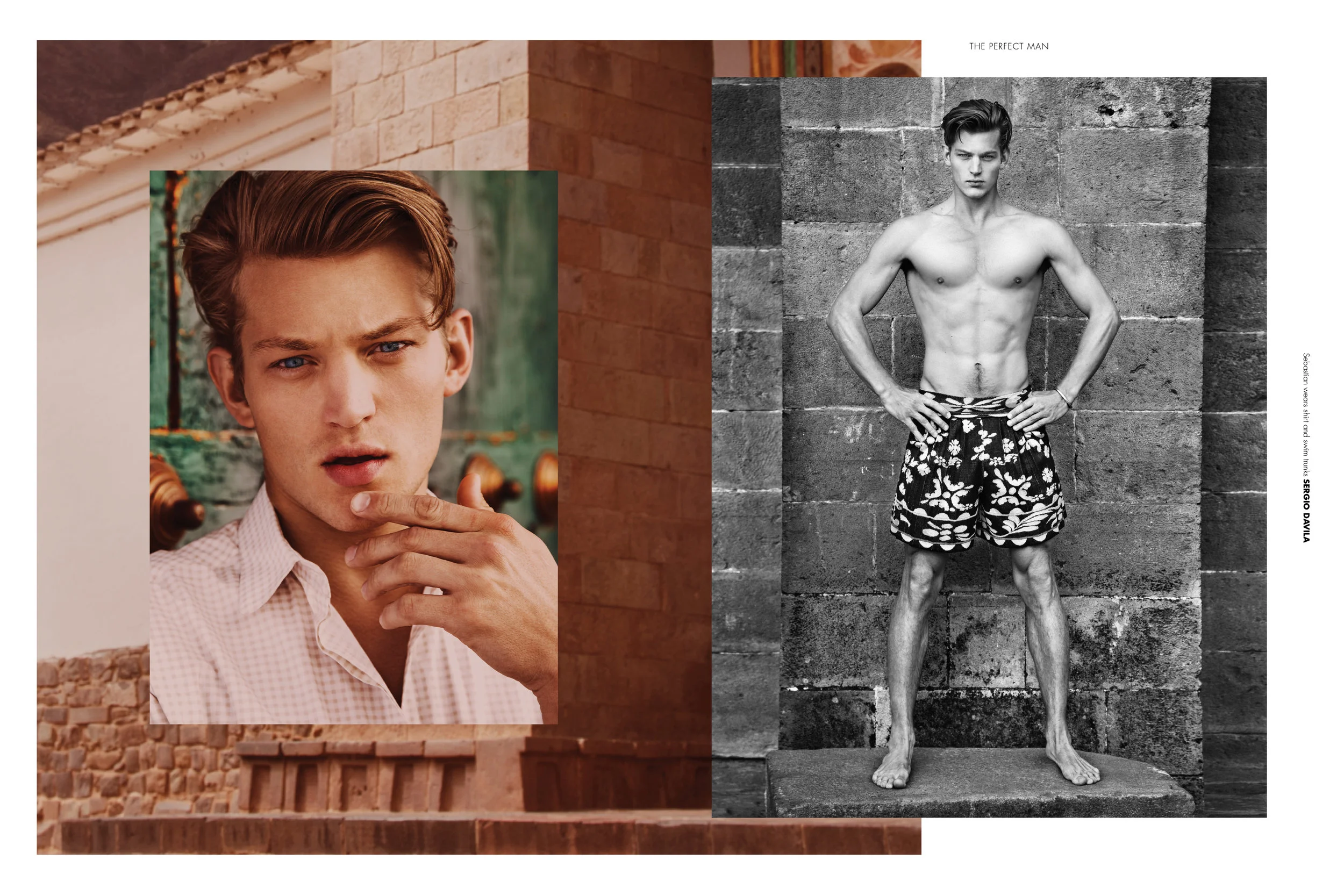 Sebastian wears shirt and swim trunks SERGIO DAVILA