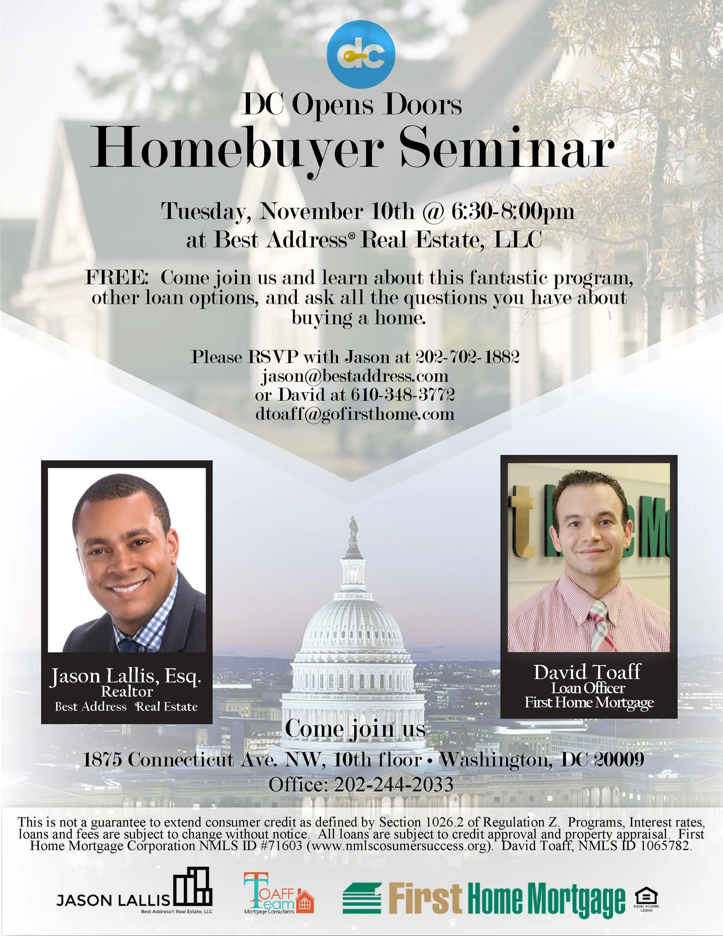 DC Open Doors Homebuyer Program - Nov. 10th at Dupont Circle WeWork