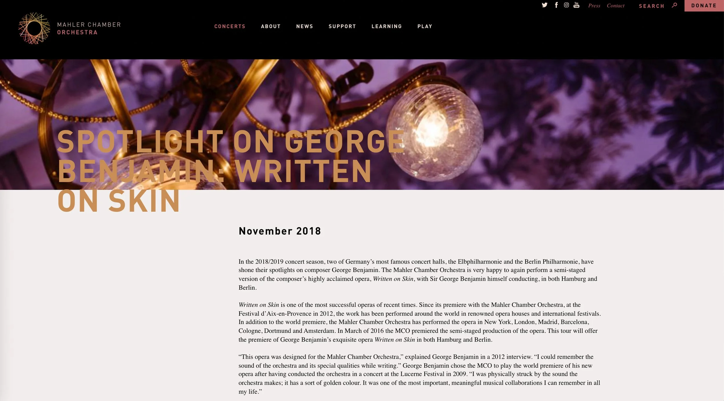  Written on the skin for Mahler Chamber Orchestra Berlin, Germany 