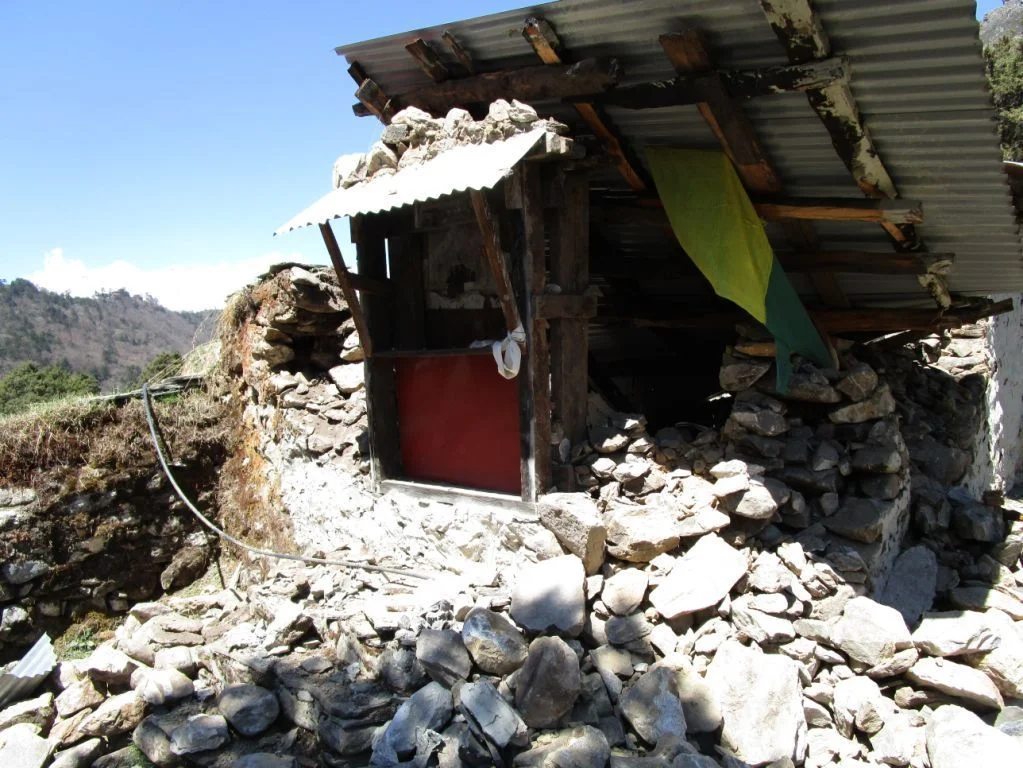 All that remains of the window where visitors, climbers and Sherpas once came to be blessed--many as they headed toward the awaiting challenges of Everest. .