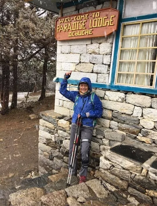 Marcia got there bad knee, respiratory infection, mountain sickness and all! What a woman!