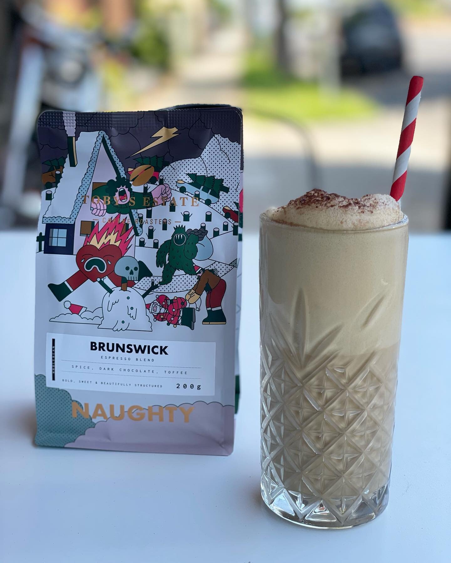 Espresso, ice cream, milk, ice, vodka, kahl&uacute;a. We call it Santa&rsquo;s little helper, you can call it breakfast. Available now 🤶