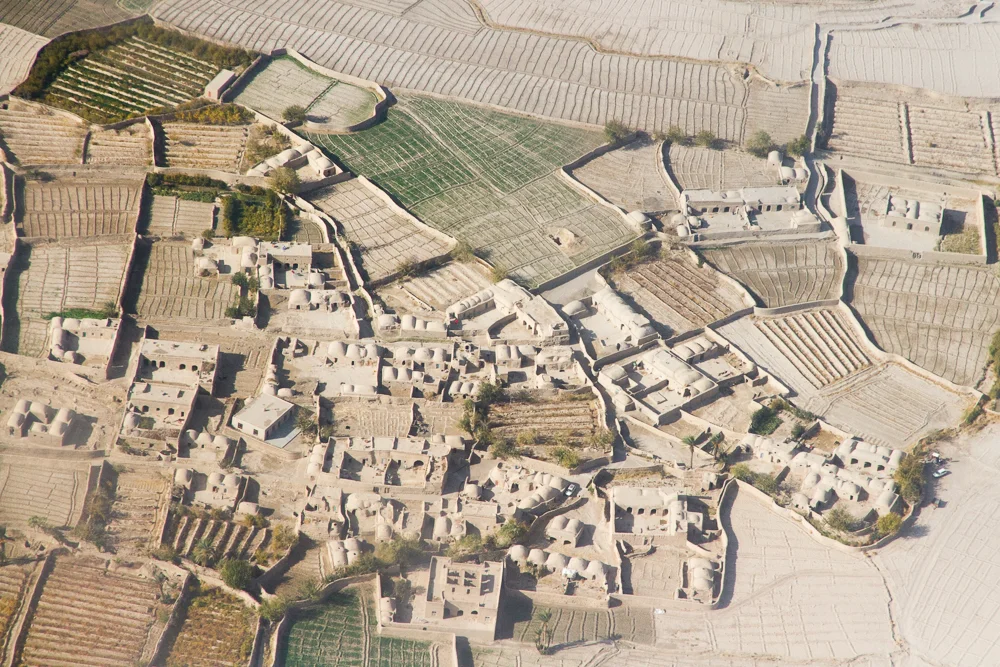 Afghan houses and fields (Farah, Afghanistan).