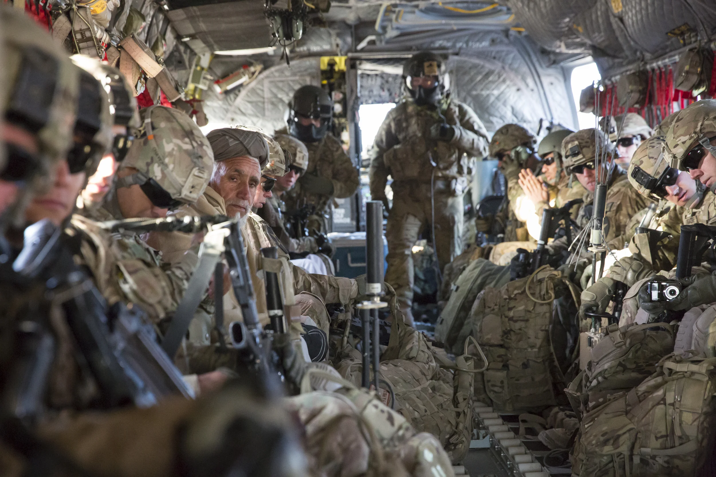 US Army Soldiers and Farahi leaders enroute to Forward Operating Base, Farah, after a meeting in Lash-e Juwayn.
