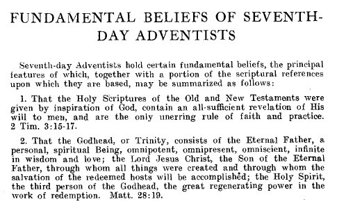 SDA Fundamental Beliefs-Yearbook, 1931 (Click for a larger view)