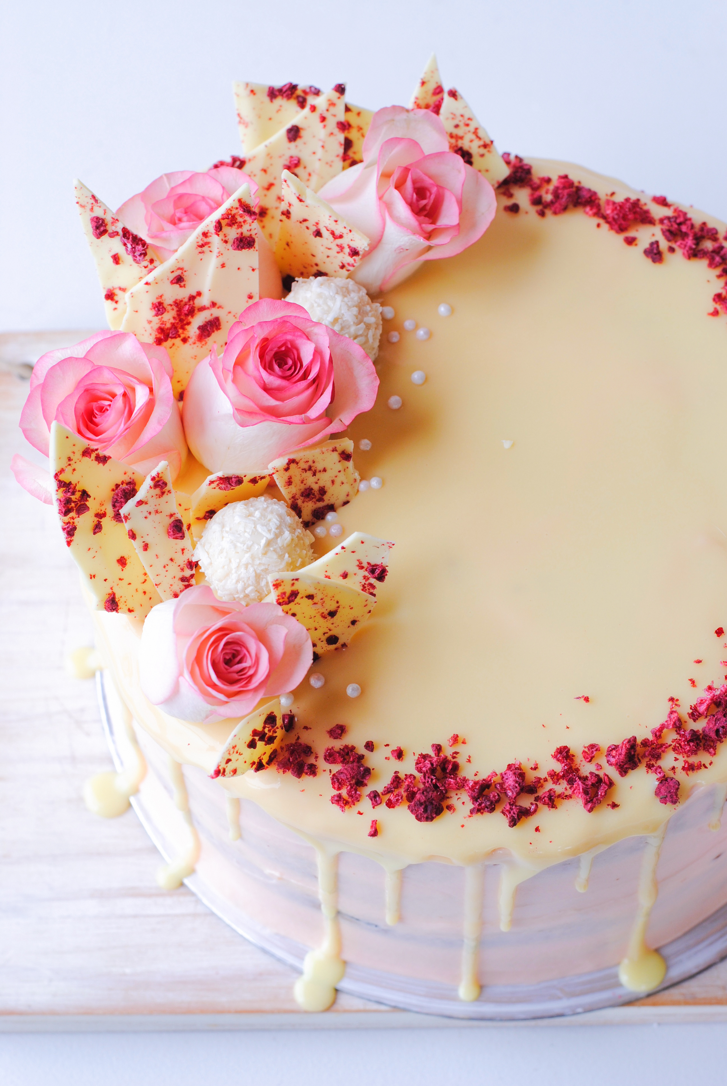 Raspberry, White Chocolate & Rhubarb Layer Cake — THE HUNGRY COOK