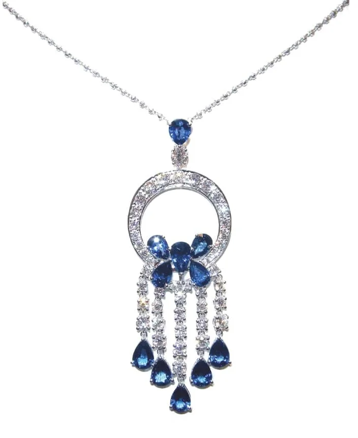 SAPPHIRE & DIAMOND NECKLACE BESPOKE FINE JEWELLERY BY SHAHINA HATTA