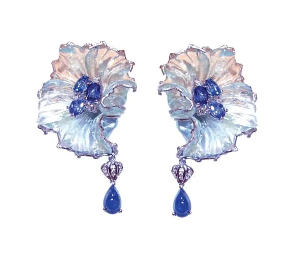 BLUE SAPPHIRE & AQUAMARINE EARRINGS BESPOKE FINE JEWELLERY BY SHAHINA HATTA