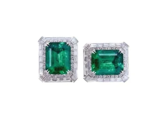 EMERALD & DIAMOND STUD EARRINGS CLUSTER DIAMOND PENDANT BESPOKE FINE JEWELLERY BY SHAHINA HATTA