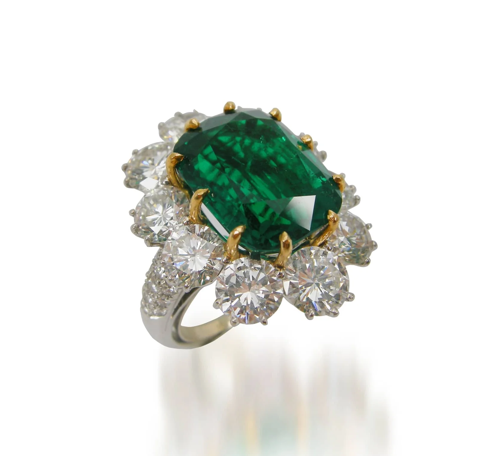 EMERALD AND DIAMOND RING BESPOKE FINE JEWELLERY BY SHAHINA HATTA