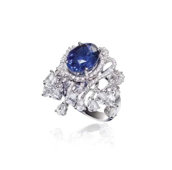 BLUE SAPPHIRE & DIAMOND RING BESPOKE FINE JEWELLERY BY SHAHINA HATTA