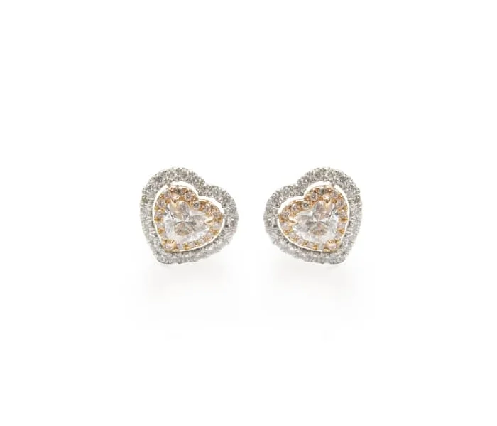 HEART SHAPE DIAMOND STUDS DOUBLE HALO BESPOKE FINE JEWELLERY BY SHAHINA HATTA
