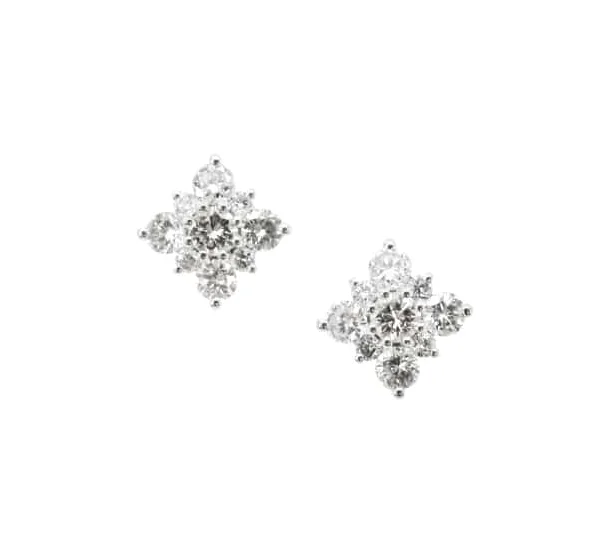 SIGNATURE DIAMOND SNOWFLAKE STUD EARRINGS BESPOKE FINE JEWELLERY BY SHAHINA HATTA