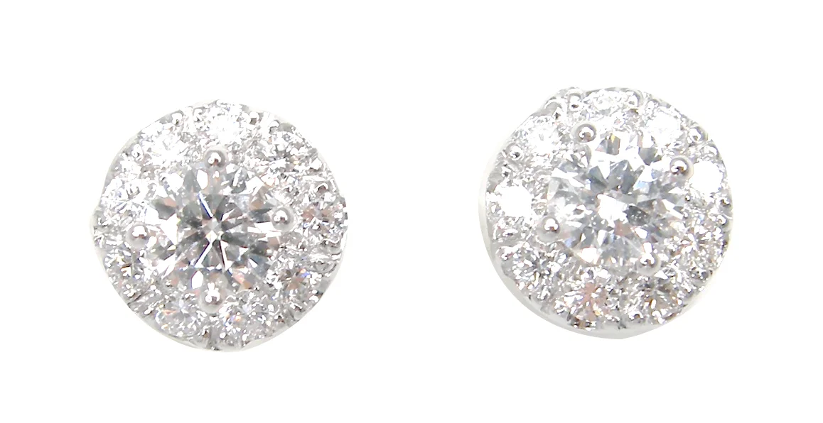 SIGNATURE DIAMOND STUD EARRINGS WITH HALO BESPOKE FINE JEWELLERY BY SHAHINA HATTA
