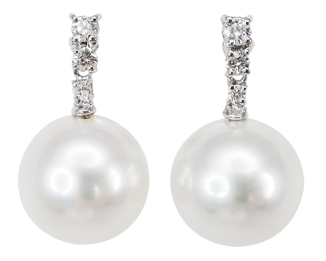 DIAMOND AND PEARL DROP EARRINGS BESPOKE FINE JEWELLERY BY SHAHINA HATTA