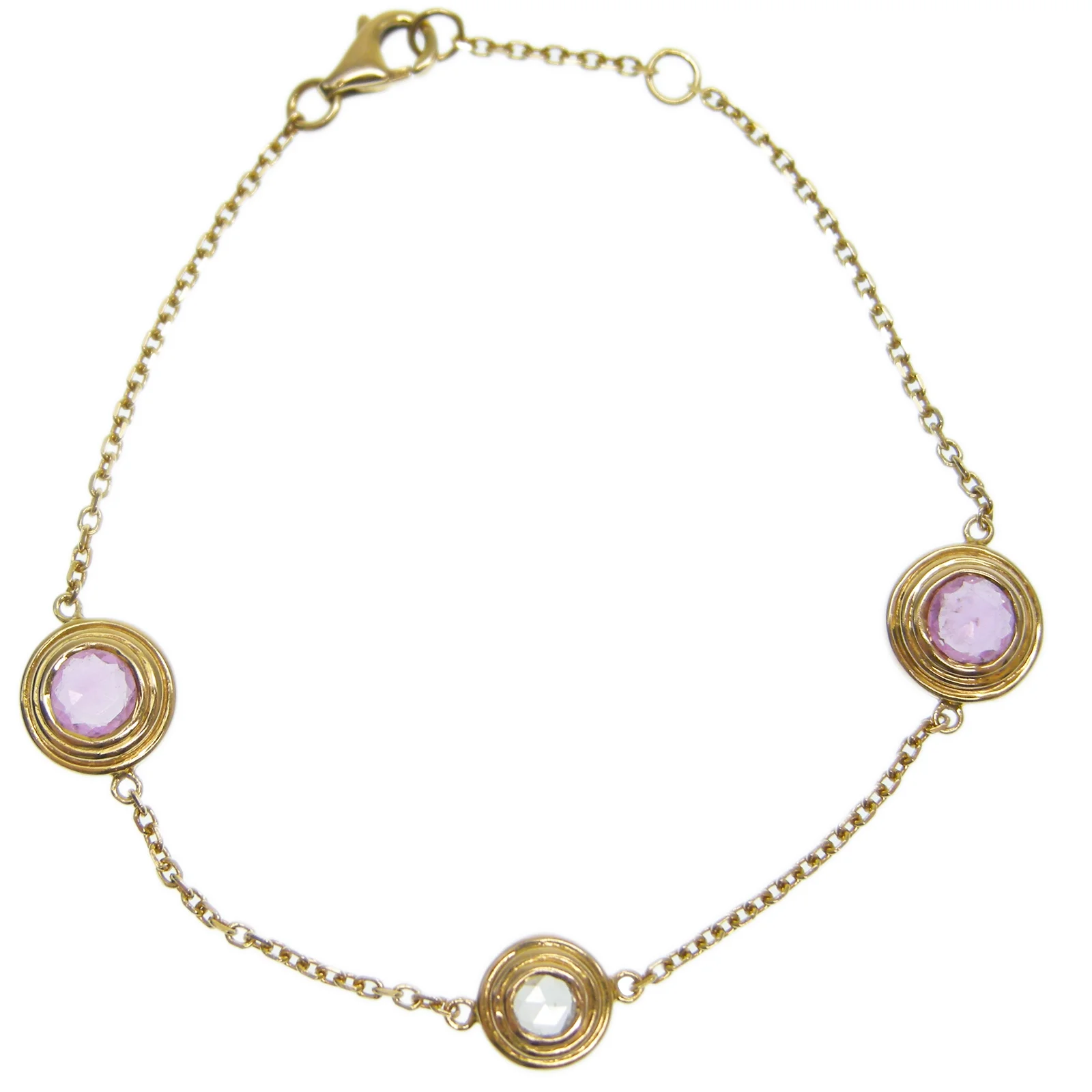 ROSE CUT PINK SAPPHIRE & DIAMOND BRACELET CLUSTER DIAMOND PENDANT BESPOKE FINE JEWELLERY BY SHAHINA HATTA