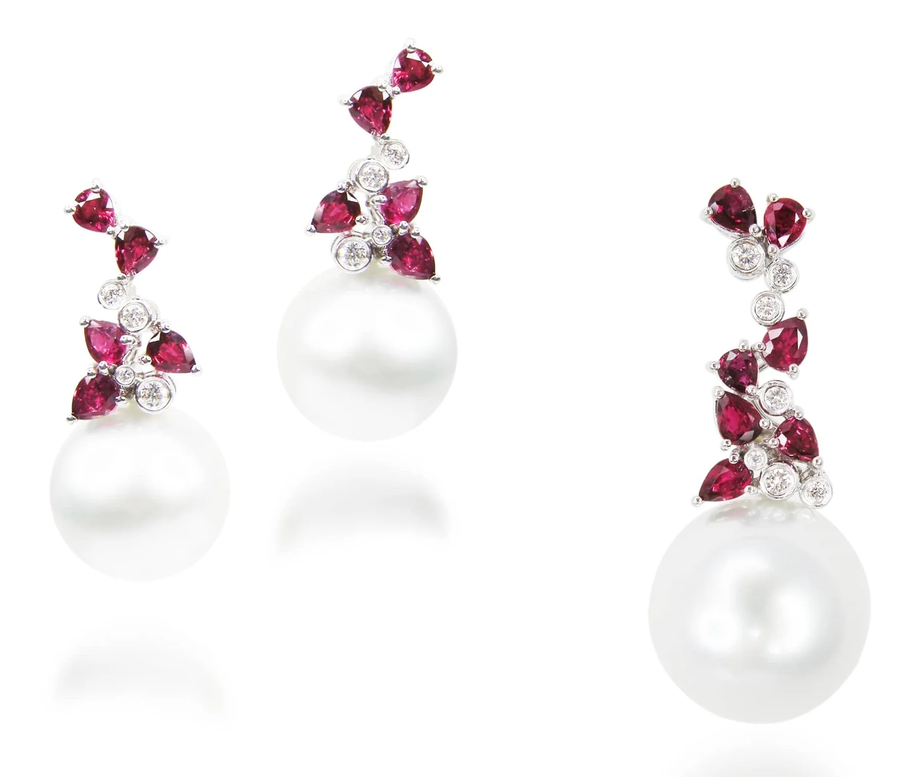 SOUTH SEA PEARL, RUBY & DIAMOND JEWELLERY SET BESPOKE FINE JEWELLERY BY SHAHINA HATTA