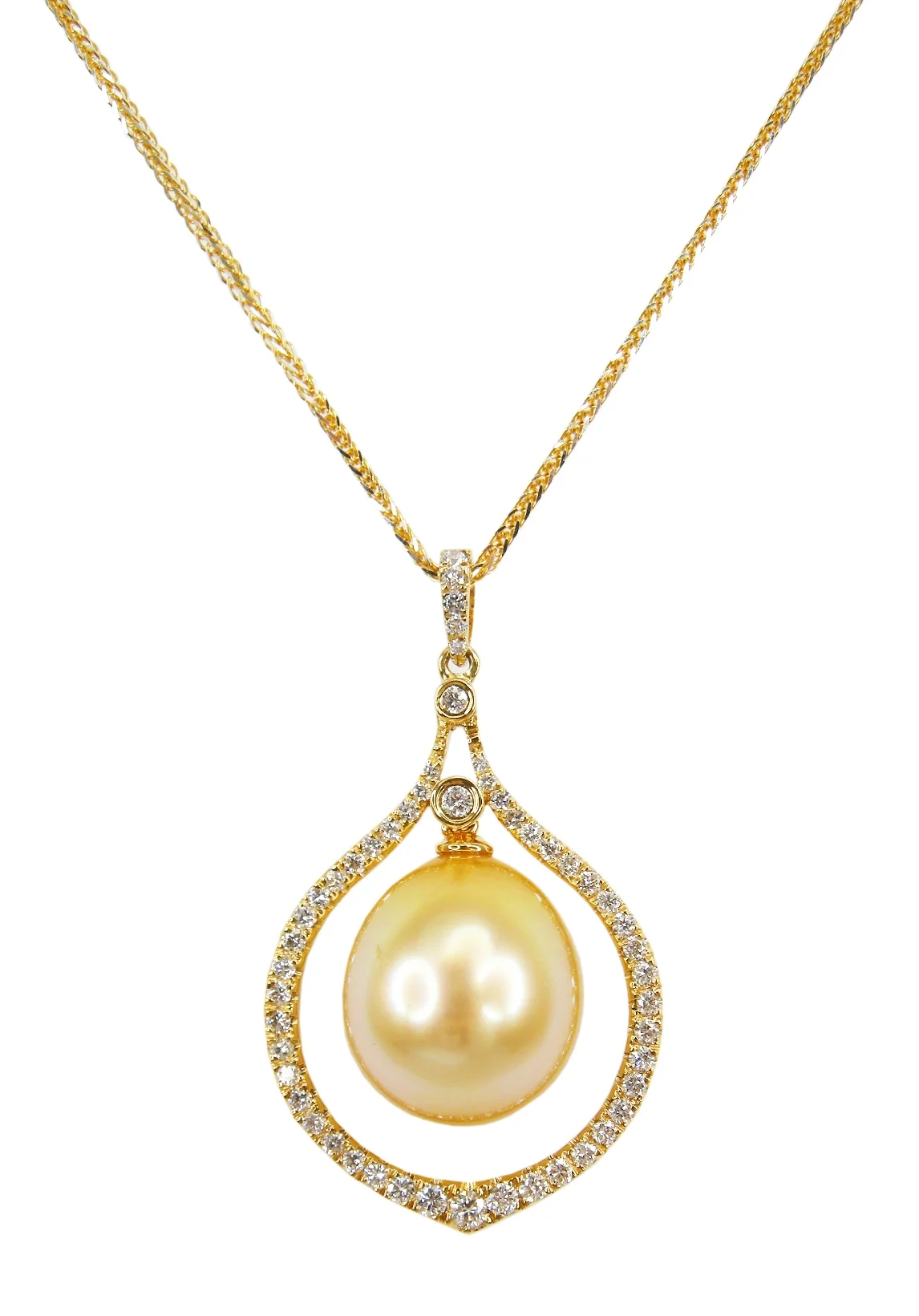 DIAMOND & GOLD PEARL NECKLACE BESPOKE FINE JEWELLERY BY SHAHINA HATTA