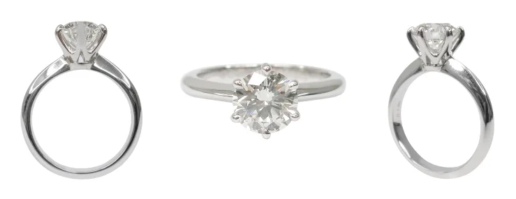 SIX CLAW DIAMOND SOLITAIRE KNIFE EDGE BAND BESPOKE FINE JEWELLERY BY SHAHINA HATTA