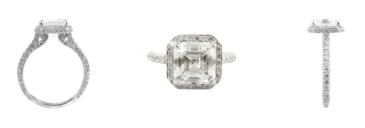 ASSCHER CUT DIAMOND FLOATING RING BESPOKE FINE JEWELLERY BY SHAHINA HATTA