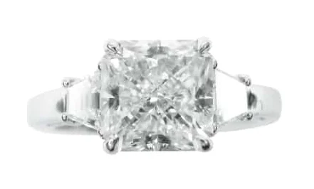 ASSCHER CUT DIAMOND THREE STONE RING BESPOKE FINE JEWELLERY BY SHAHINA HATTA