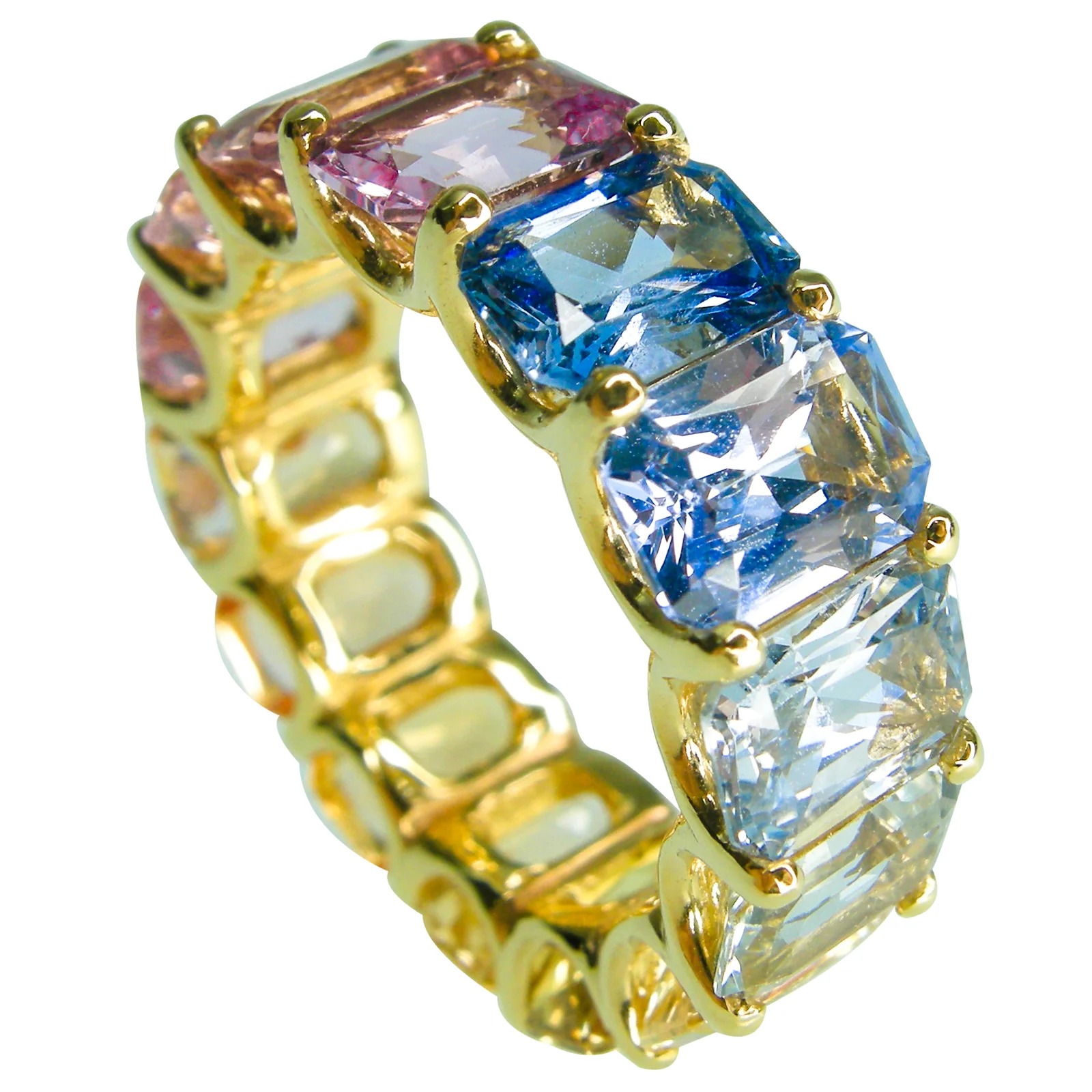 SIGNATURE FANCY SAPPHIRE RAINBOW ETERNITY RING BESPOKE FINE JEWELRY BY SHAHINA HATTA HONG KONG