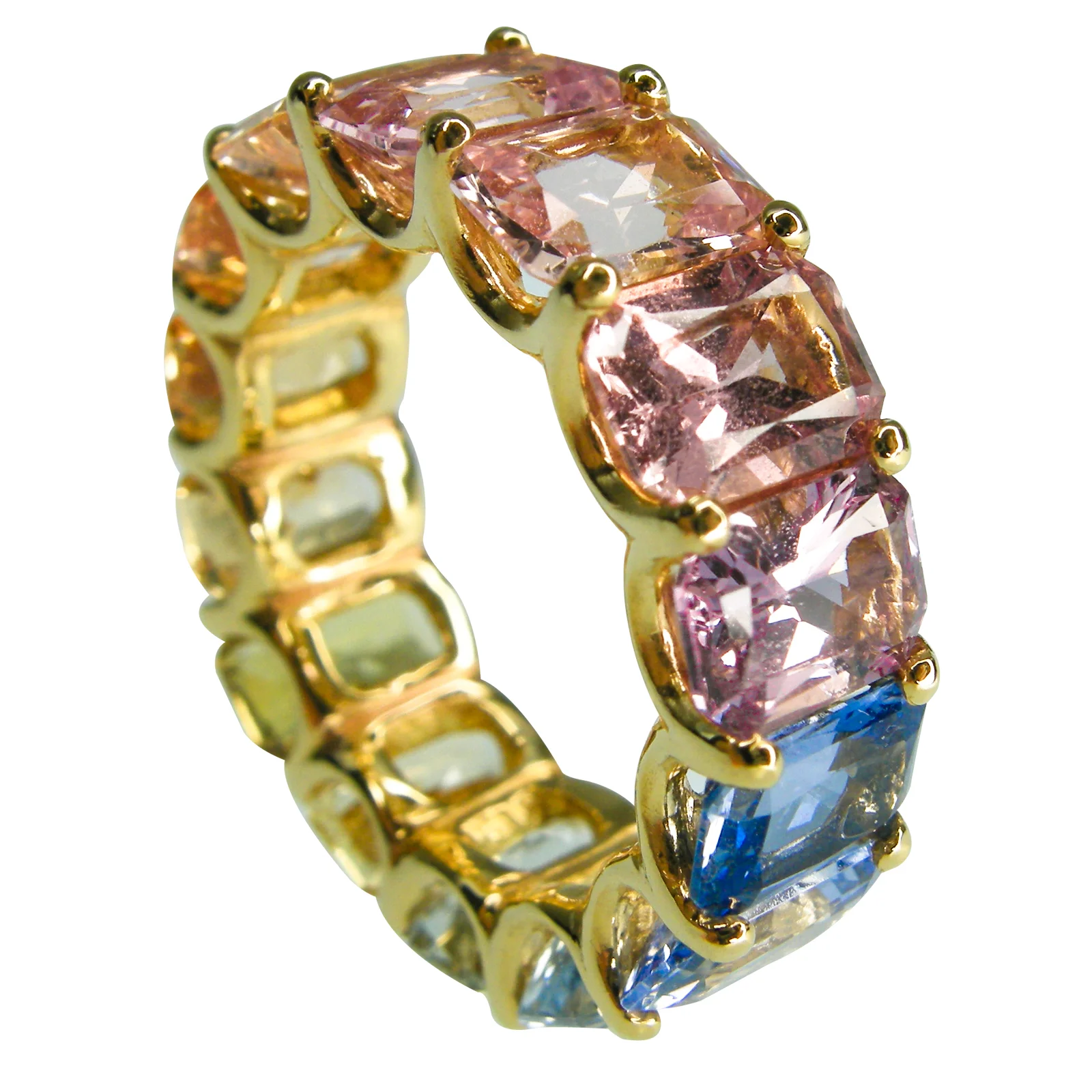 SIGNATURE FANCY SAPPHIRE RAINBOW ETERNITY RING BESPOKE FINE JEWELRY BY SHAHINA HATTA HONG KONG