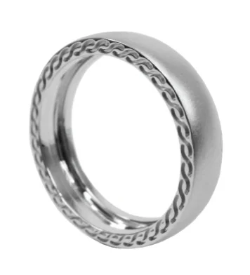 SAND-BLASTED WEDDING BAND WITH ENGRAVED EDGES BESPOKE FINE JEWELLERY BY SHAHINA HATTA