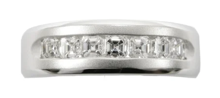 ASSCHER CUT BRUSHED DIAMOND MEN'S WEDDING BAND BESPOKE FINE JEWELLERY BY SHAHINA HATTA