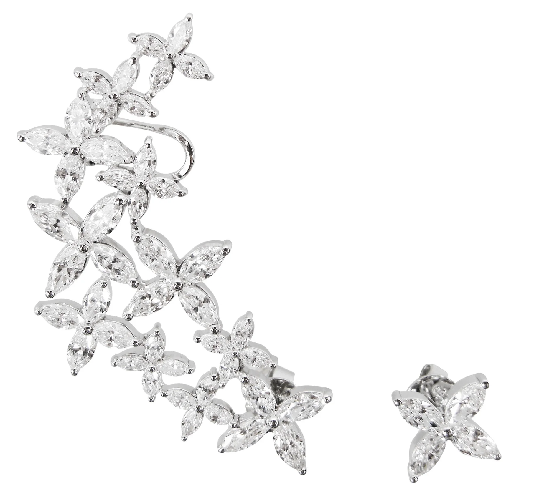 Copy of SIGNATURE DIAMOND FLORAL EAR CLIMBERS BESPOKE FINE JEWELLERY BY SHAHINA HATTA HONG KONG