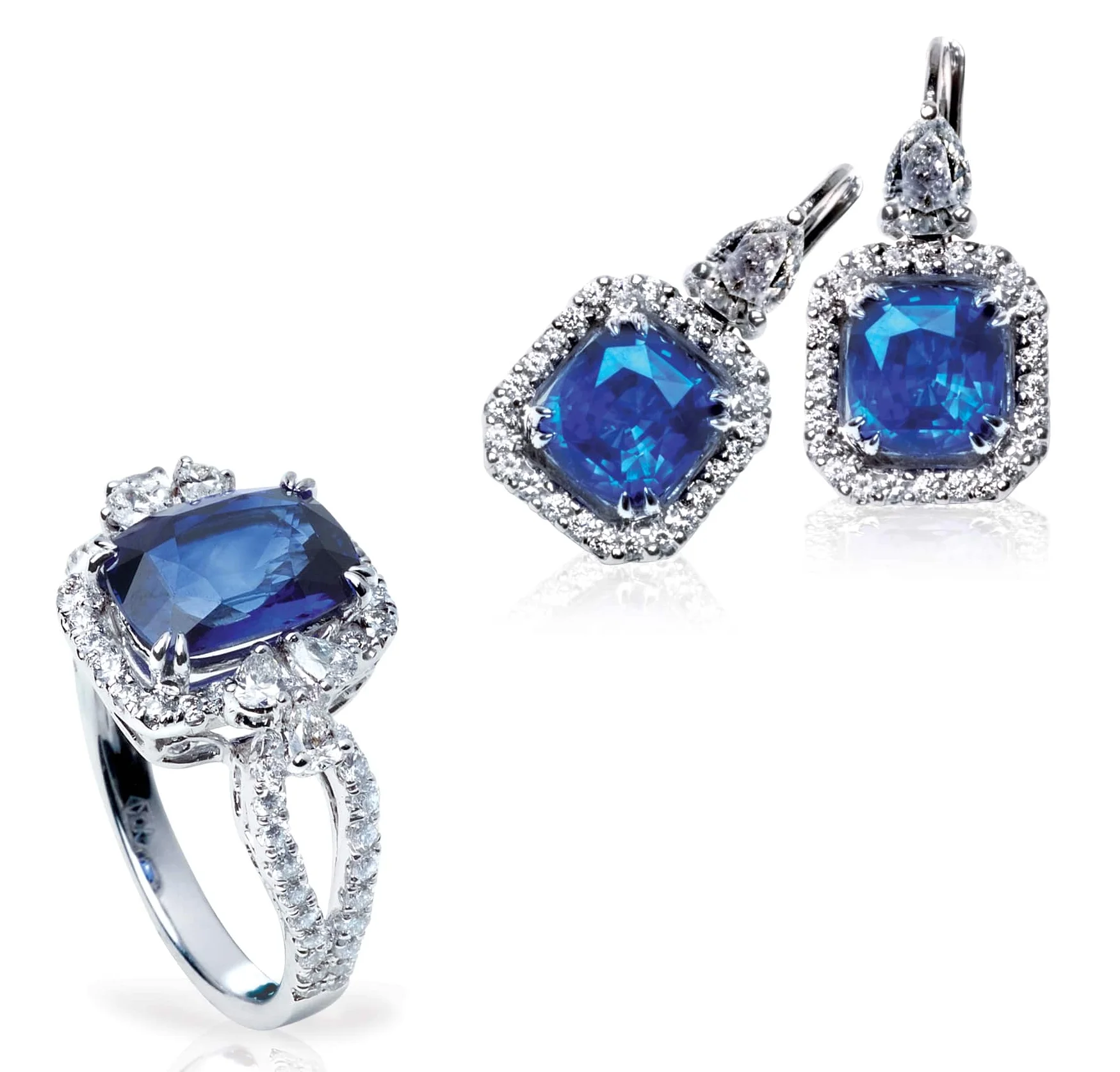 BLUE SAPPHIRE & DIAMOND SET BESPOKE FINE JEWELLERY BY SHAHINA HATTA
