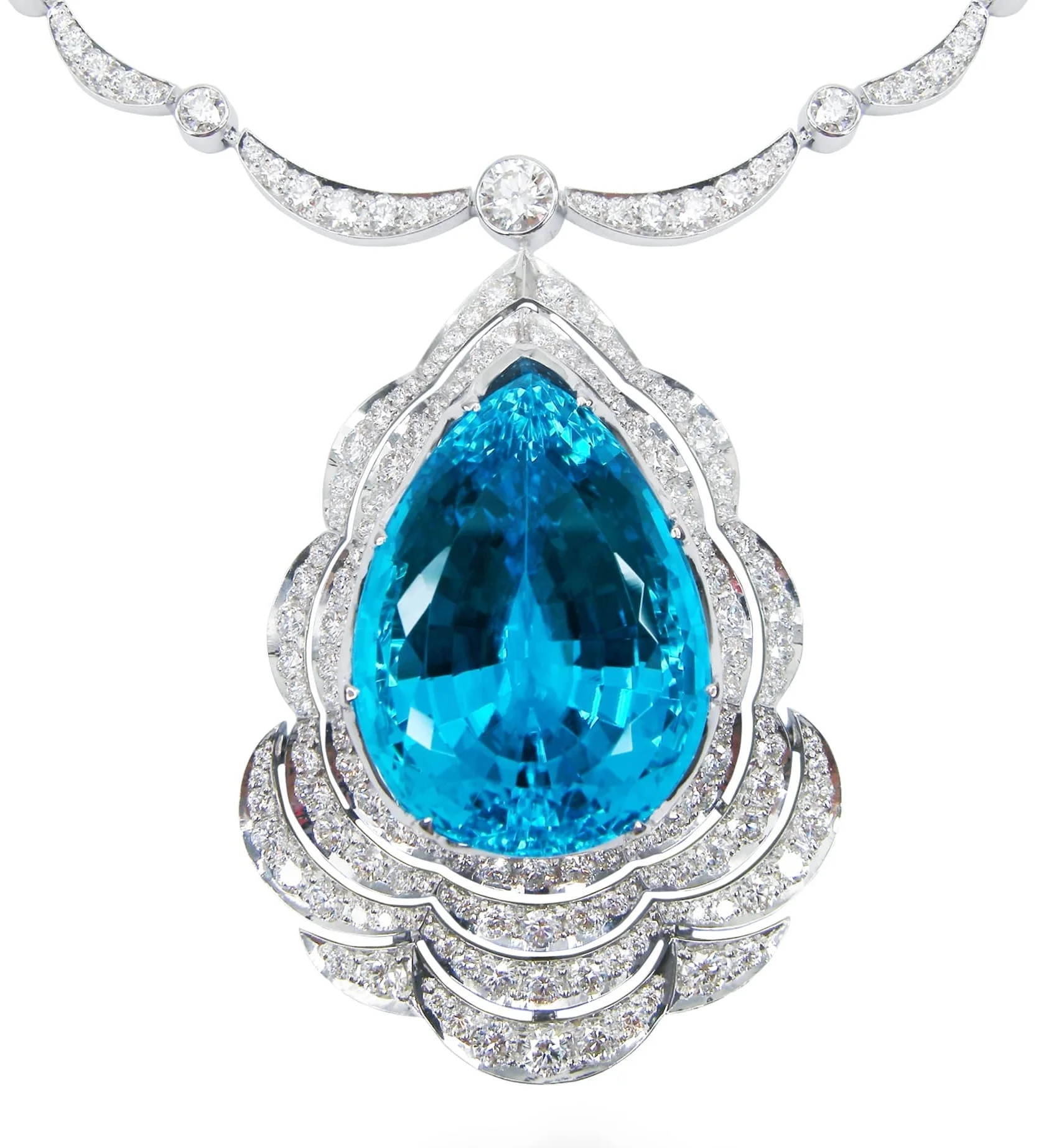 BRAZAILIAN PARAIBA TOURMALINE & DIAMOND NECKLACE BESPOKE FINE JEWELLERY BY SHAHINA HATTA