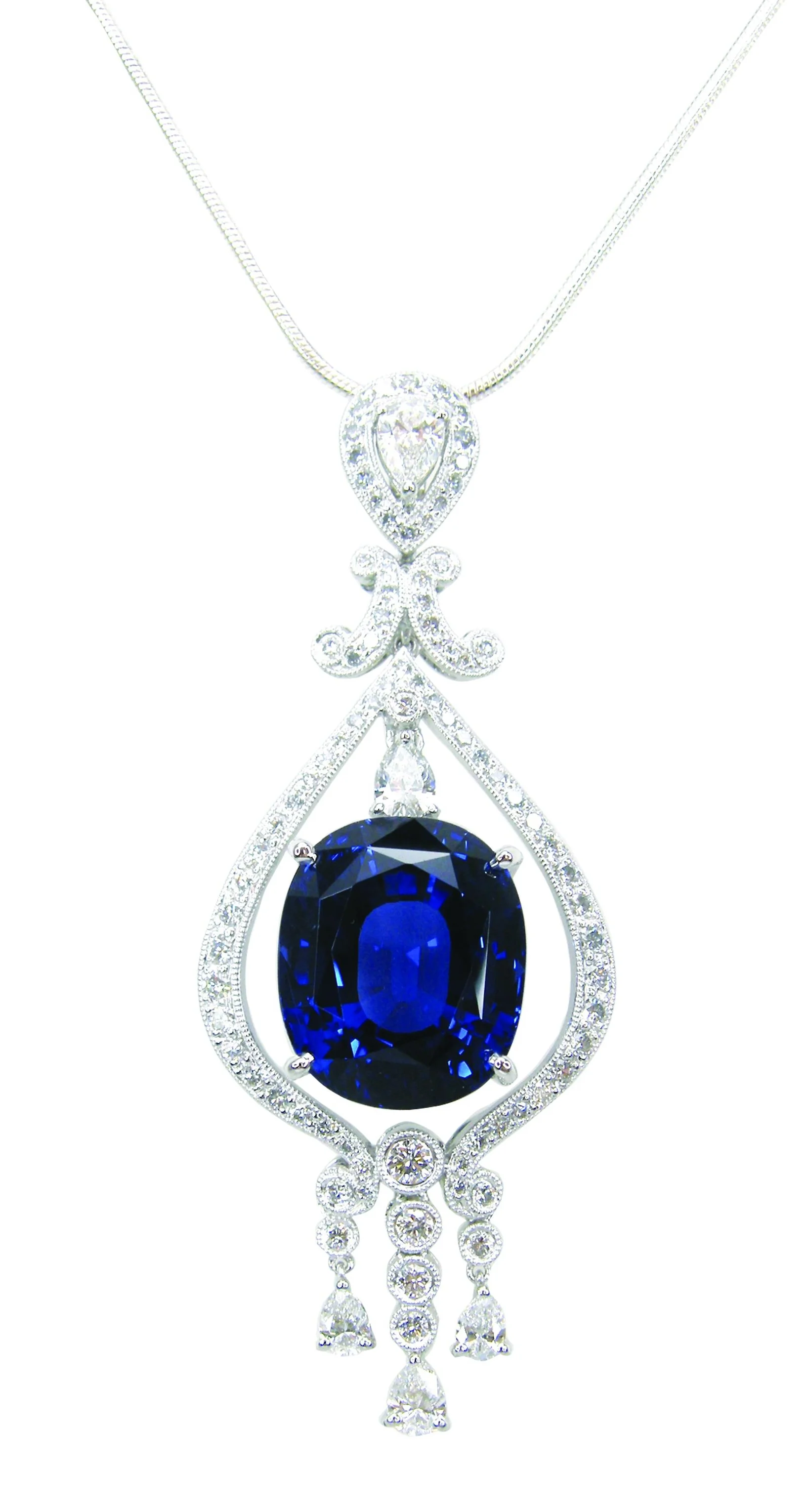 BLUE SAPPHIRE & DIAMOND NECKLACE BESPOKE FINE JEWELLERY BY SHAHINA HATTA