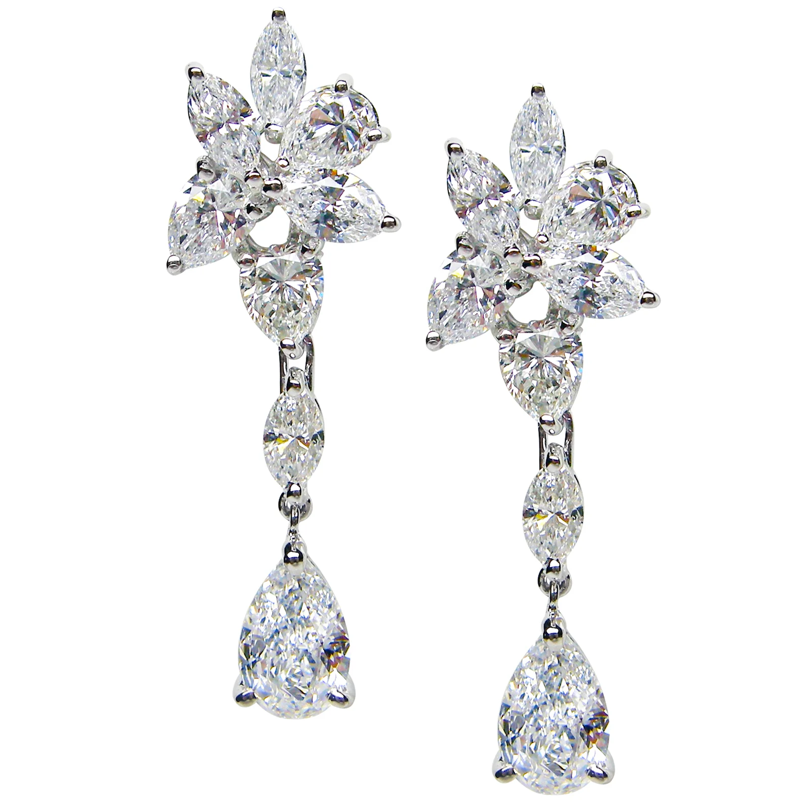 DIAMOND CLUSTER DROP WARRINGS BESPOKE FINE JEWELLERY BY SHAHINA HATTA