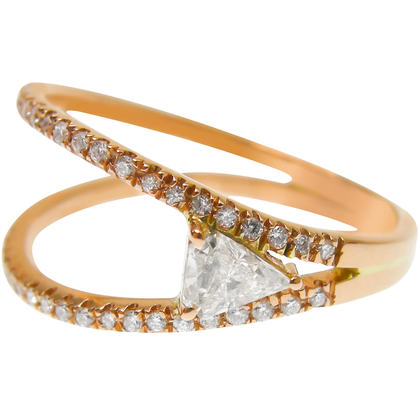 SIGNATURE SHIELD CUT DIAMOND OPEN RING BESPOKE FINE JEWELLERY BY SHAHINA HATTA HONG KONG