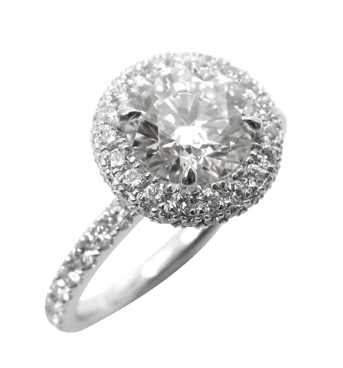 ROUND DIAMOND RING WITH DIAMOND HALO AND HIDDEN HALO BESPOKE FINE JEWELLERY BY SHAHINA HATTA