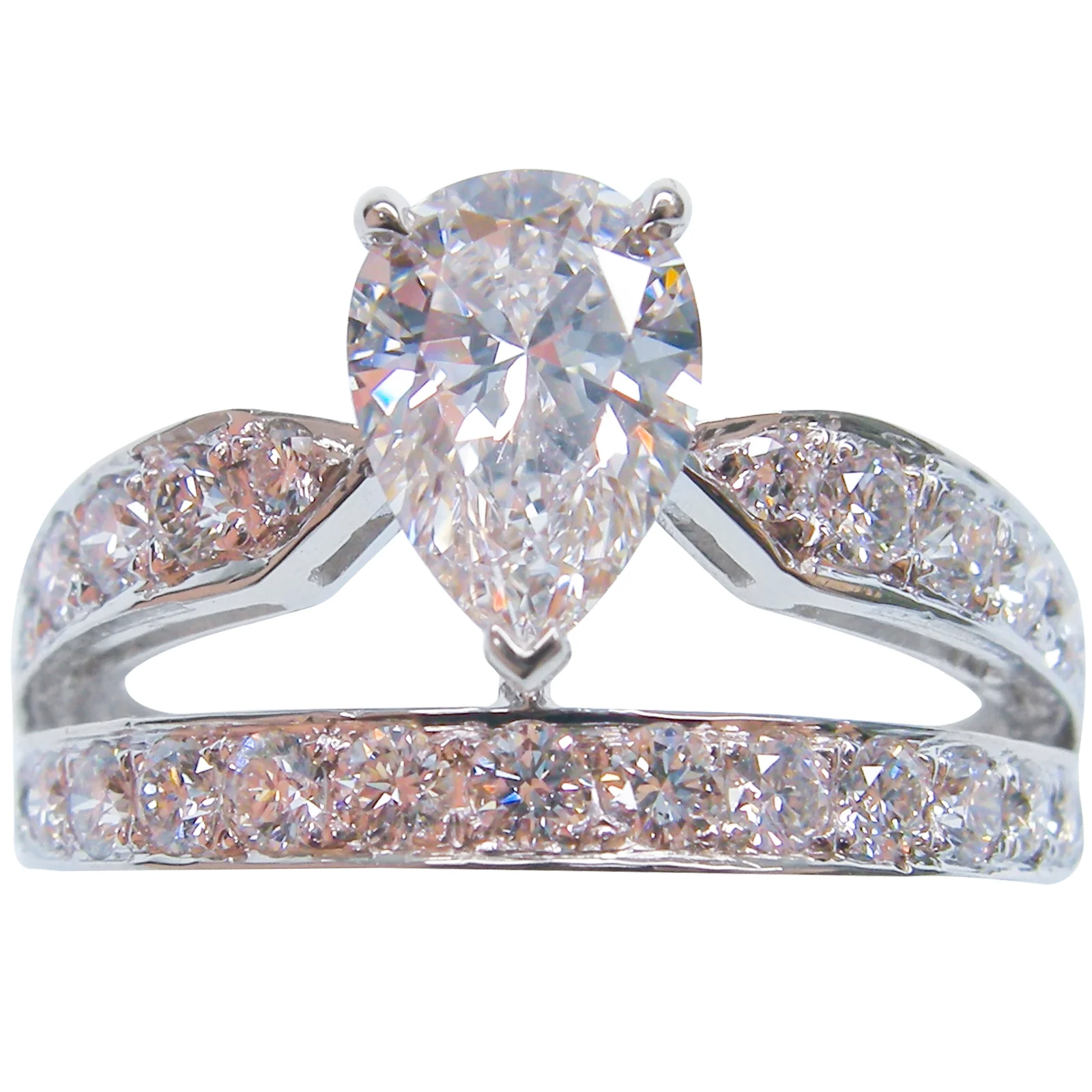 PEAR CUT DIAMOND DOUBLE BAND TIARA RING BESPOKE FINE JEWELLERY BY SHAHINA HATTA