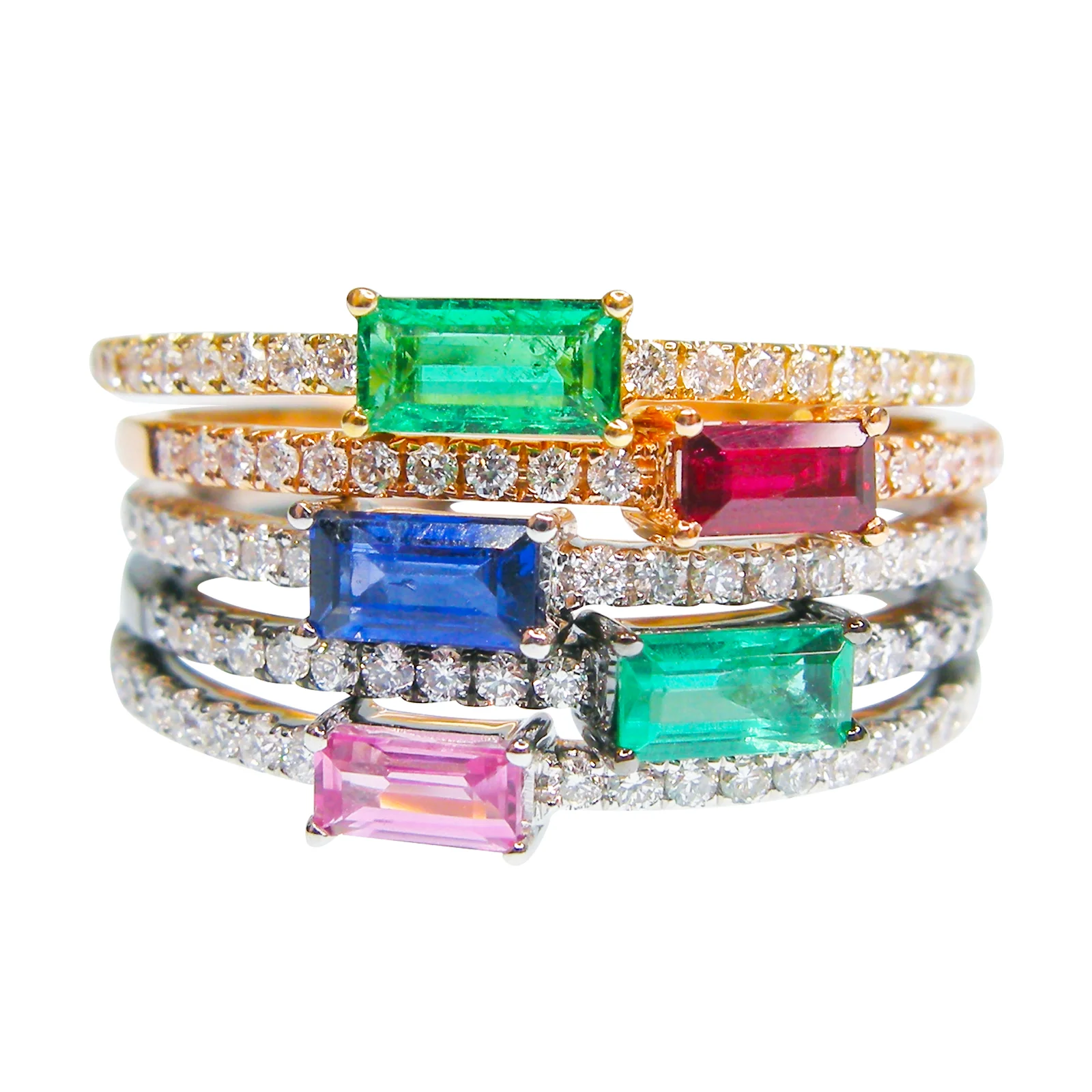 SIGNATURE RUBY & DIAMOND BAGUETTE STACK RING BESPOKE FINE JEWELLERY BY SHAHINA HATTA HONG KONG
