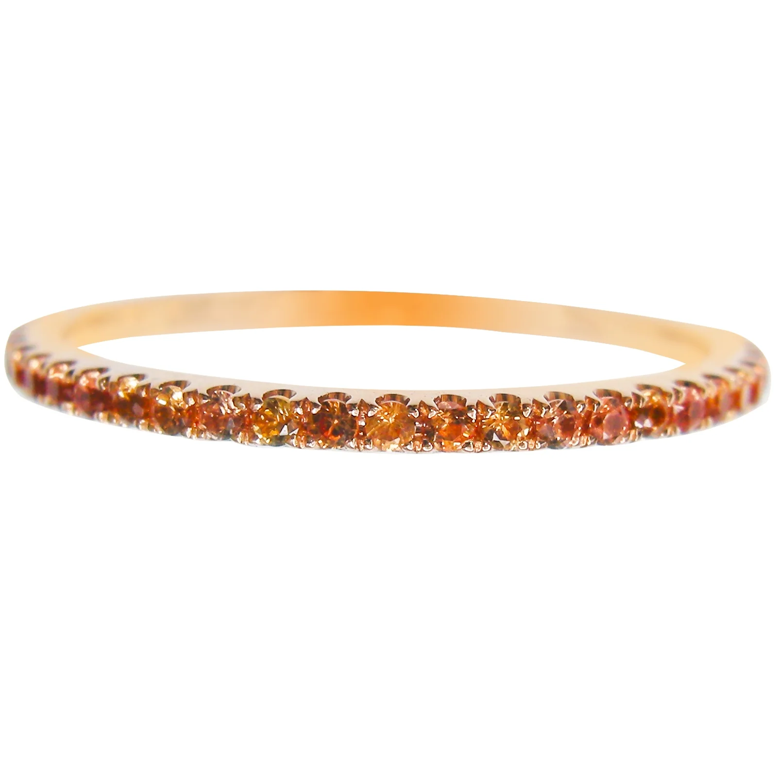 SIGNATURE ORANGE SAPPHIRE ETERNITY RING BESPOKE FINE JEWELLERY BY SHAHINA HATTA HONG KONG