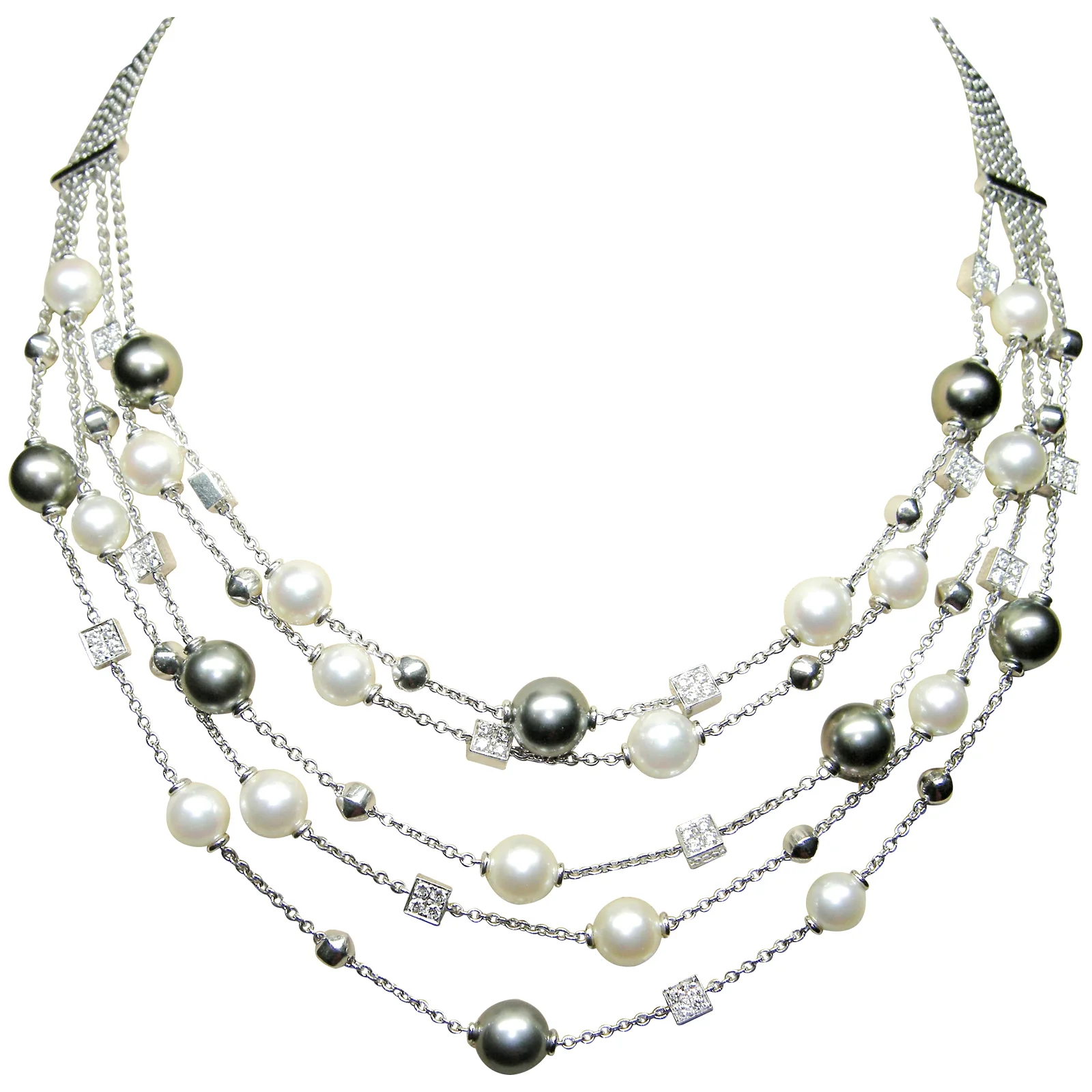 SOUTH SEA BLACK & WHITE PEARL NECKLACE BESPOKE FINE JEWELLERY BY SHAHINA HATTA