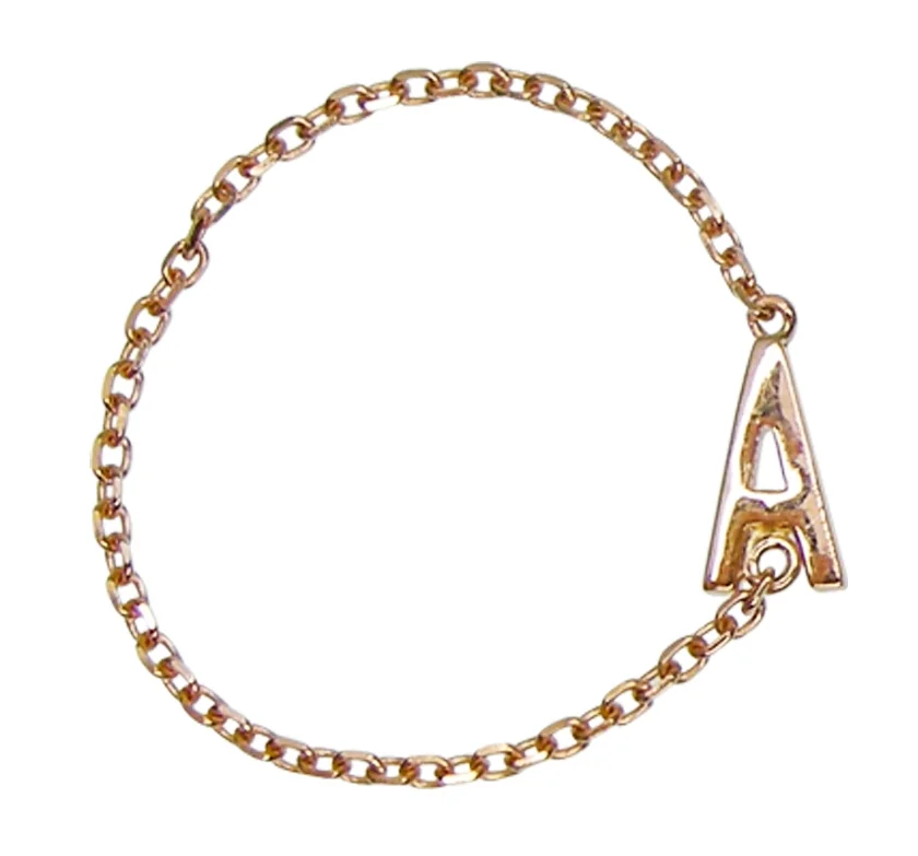 SIGNATURE INITIAL CHAIN RING BESPOKE FINE JEWELLERY BY SHAHINA HATTA HONG KONG