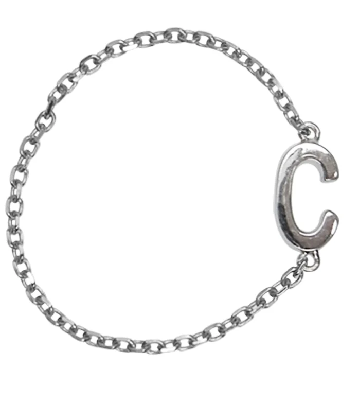 SIGNATURE INITIAL CHAIN RING BESPOKE FINE JEWELLERY BY SHAHINA HATTA HONG KONG